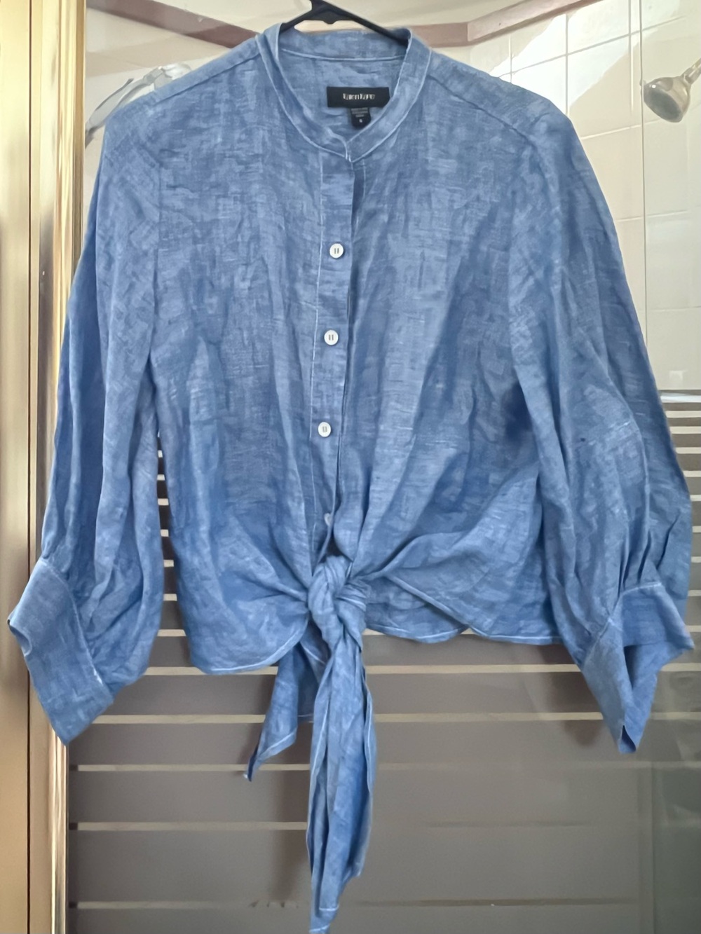 Karen Kane Light Blue Tie-Front Button Down Shirt